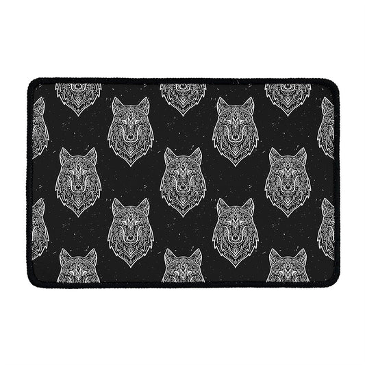 Native Tribal Wolf Pattern Print Kitchen Mat