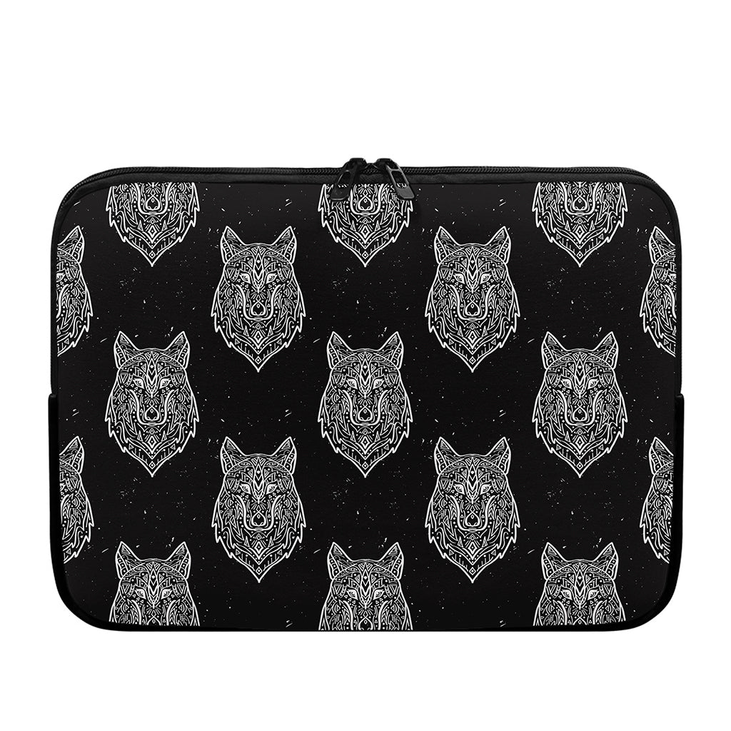 Native Tribal Wolf Pattern Print Laptop Sleeve