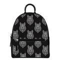 Native Tribal Wolf Pattern Print Leather Backpack