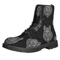 Native Tribal Wolf Pattern Print Lace-Up Boots