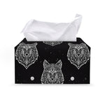 Native Tribal Wolf Pattern Print Leather Tissue Box Cover