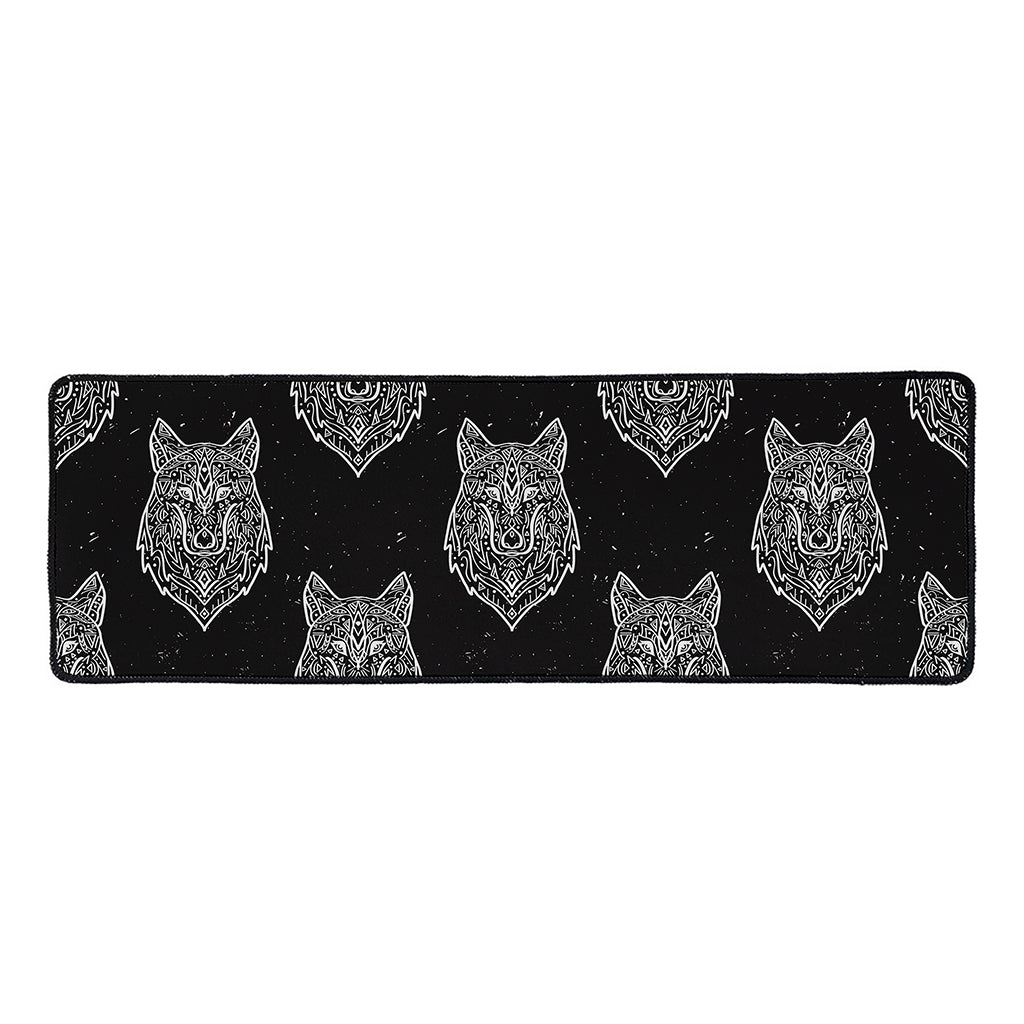 Native Tribal Wolf Pattern Print Long Kitchen Mat