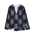 Native Tribal Wolf Pattern Print Long Sleeve Short Coat