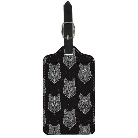Native Tribal Wolf Pattern Print Luggage Tag