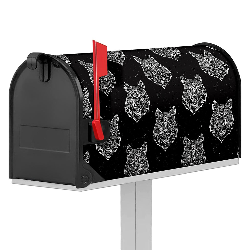 Native Tribal Wolf Pattern Print Mailbox Cover