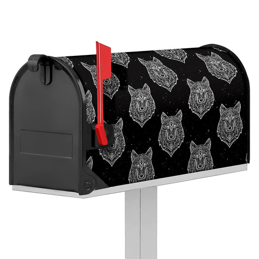 Native Tribal Wolf Pattern Print Mailbox Cover