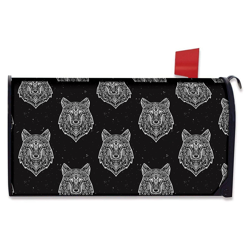 Native Tribal Wolf Pattern Print Mailbox Cover