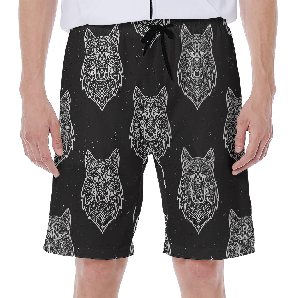 Native Tribal Wolf Pattern Print Men's Beach Shorts