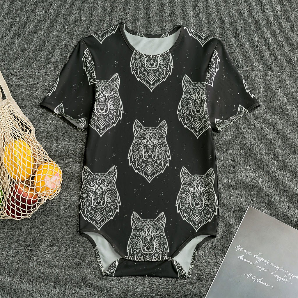 Native Tribal Wolf Pattern Print Men's Bodysuit