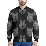 Native Tribal Wolf Pattern Print Men's Bomber Jacket