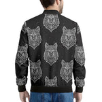 Native Tribal Wolf Pattern Print Men's Bomber Jacket