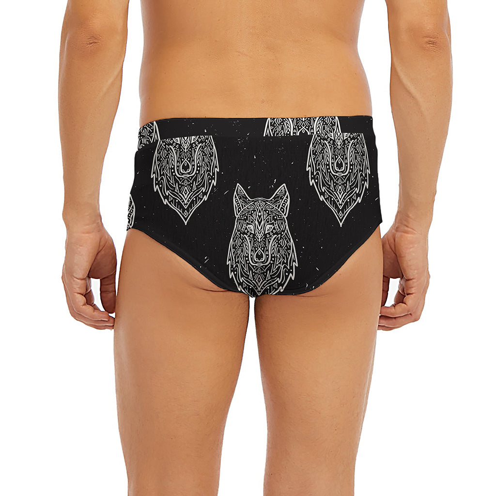 Native Tribal Wolf Pattern Print Men's Briefs