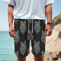 Native Tribal Wolf Pattern Print Men's Cargo Shorts