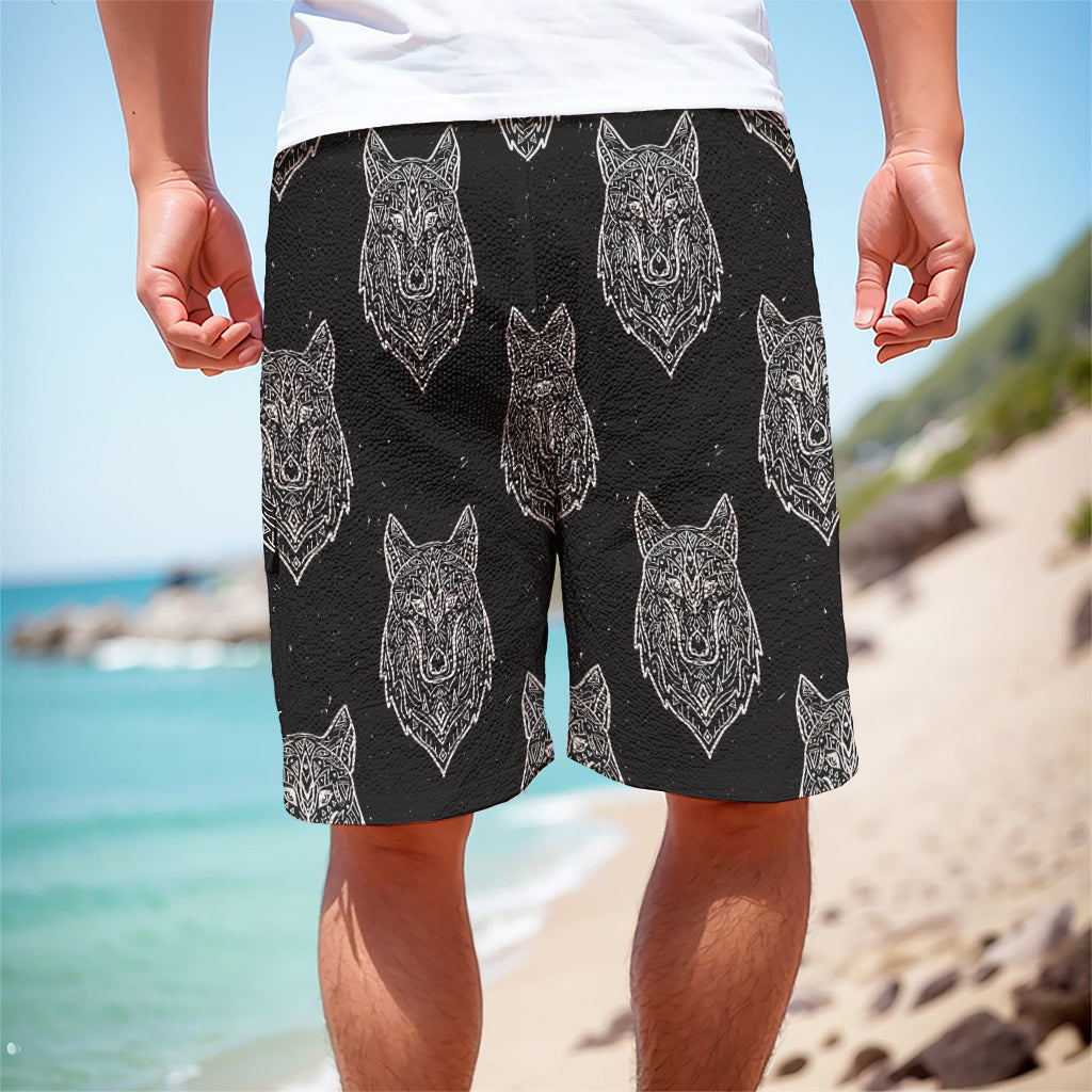 Native Tribal Wolf Pattern Print Men's Cargo Shorts