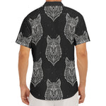Native Tribal Wolf Pattern Print Men's Deep V-Neck Shirt