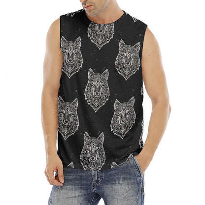 Native Tribal Wolf Pattern Print Men's Fitness Tank Top