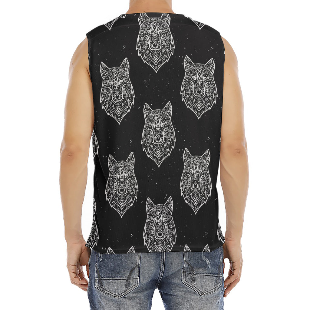 Native Tribal Wolf Pattern Print Men's Fitness Tank Top