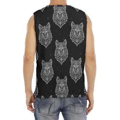 Native Tribal Wolf Pattern Print Men's Fitness Tank Top