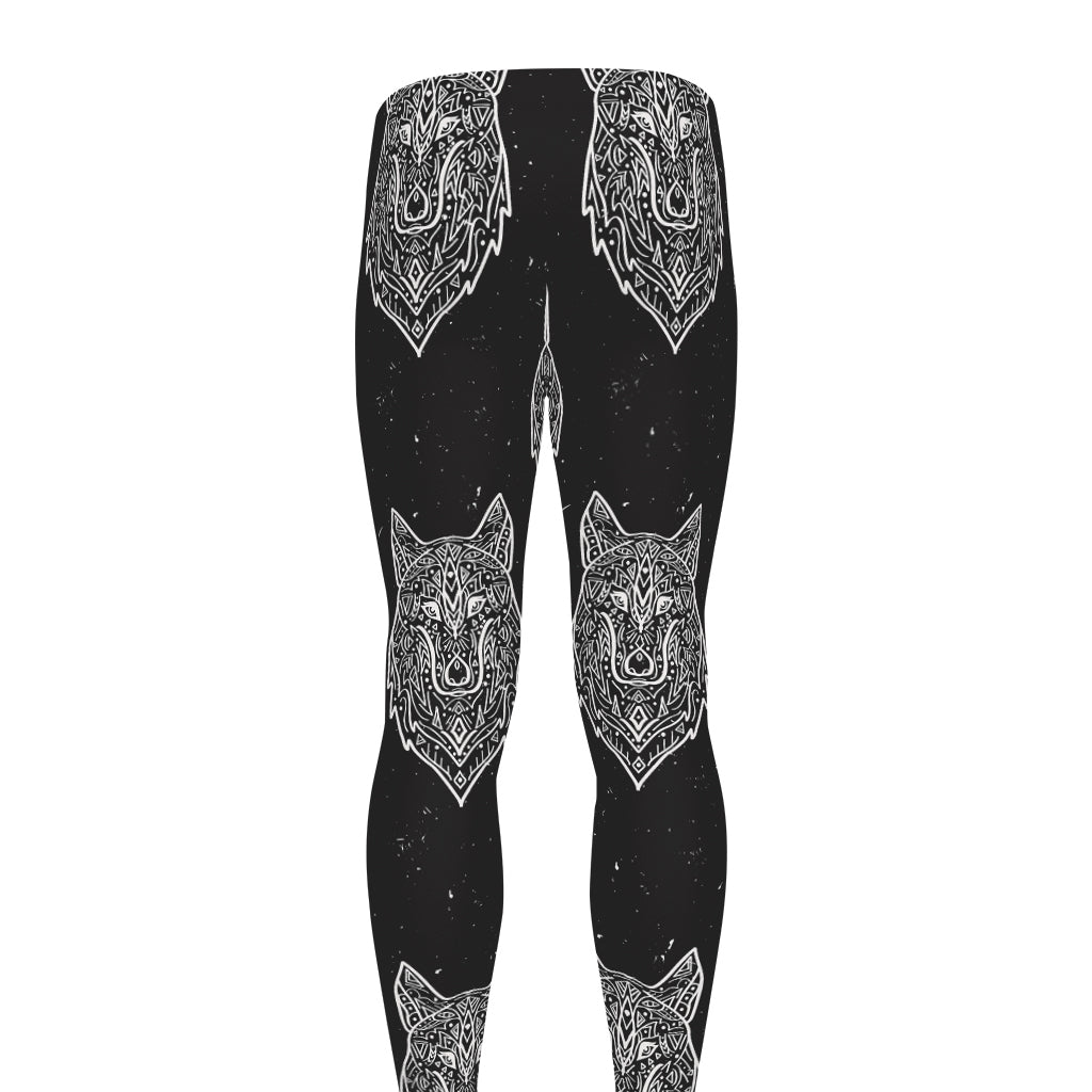 Native Tribal Wolf Pattern Print Men's leggings