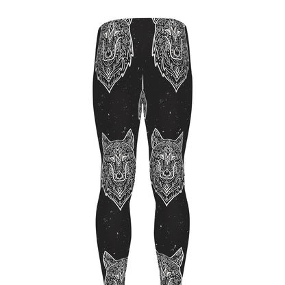 Native Tribal Wolf Pattern Print Men's leggings