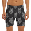 Native Tribal Wolf Pattern Print Men's Long Boxer Briefs