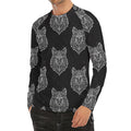 Native Tribal Wolf Pattern Print Men's Long Sleeve Rash Guard