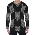 Native Tribal Wolf Pattern Print Men's Long Sleeve T-Shirt