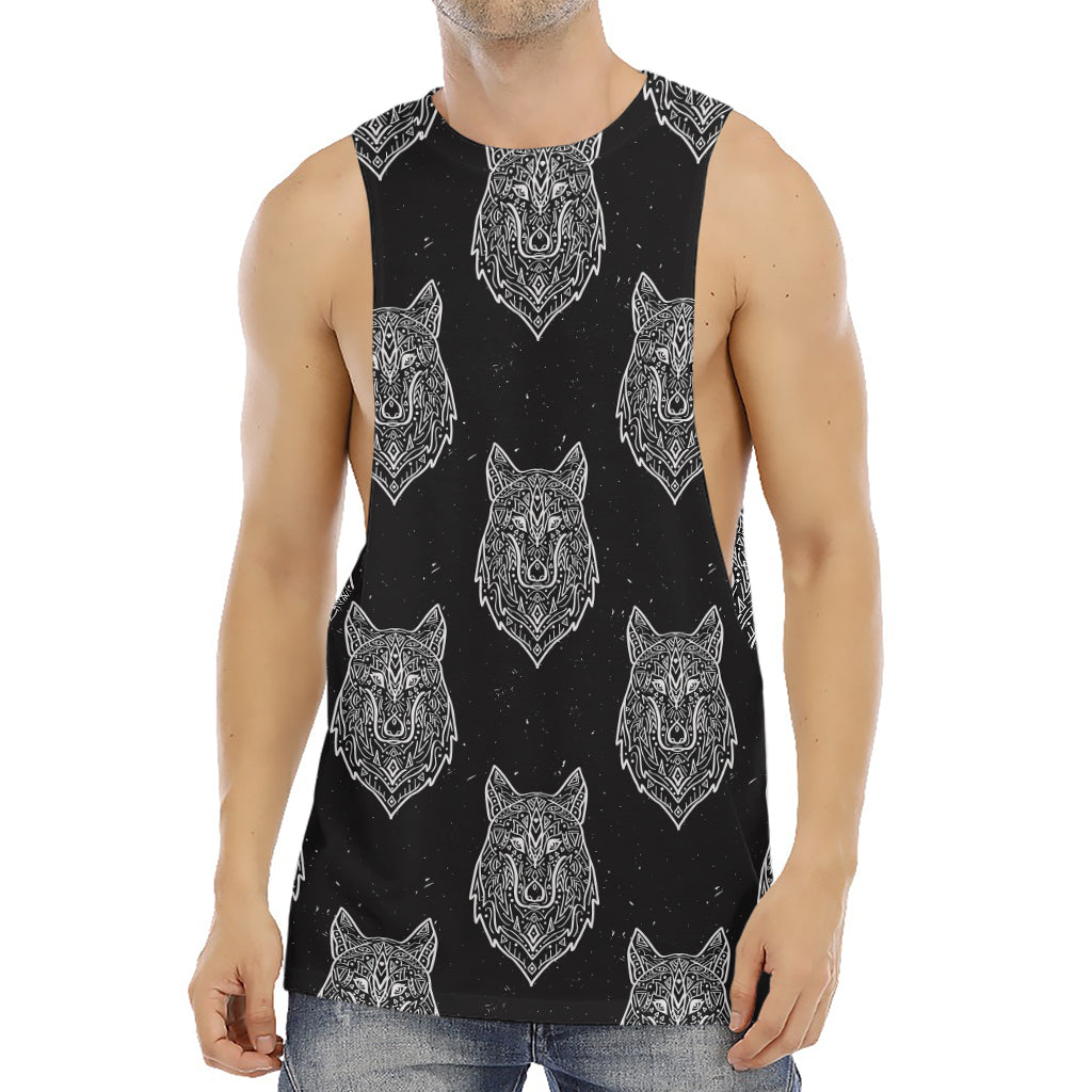 Native Tribal Wolf Pattern Print Men's Muscle Tank Top