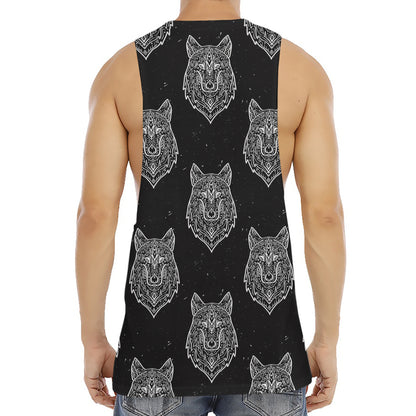 Native Tribal Wolf Pattern Print Men's Muscle Tank Top
