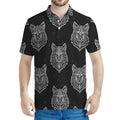 Native Tribal Wolf Pattern Print Men's Polo Shirt