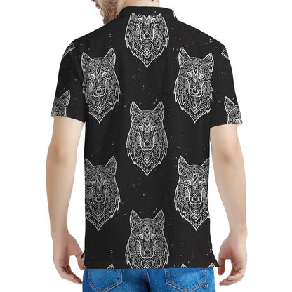 Native Tribal Wolf Pattern Print Men's Polo Shirt