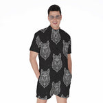 Native Tribal Wolf Pattern Print Men's Rompers