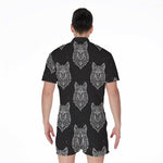 Native Tribal Wolf Pattern Print Men's Rompers