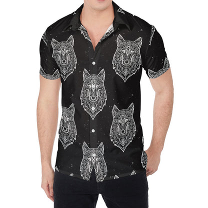 Native Tribal Wolf Pattern Print Men's Shirt