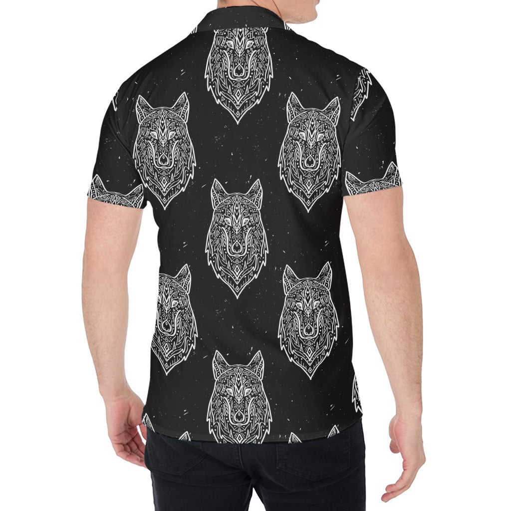 Native Tribal Wolf Pattern Print Men's Shirt