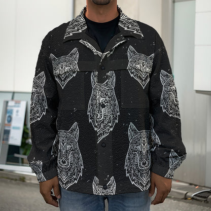 Native Tribal Wolf Pattern Print Men's Shirt Jacket