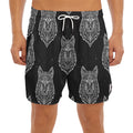 Native Tribal Wolf Pattern Print Men's Split Running Shorts