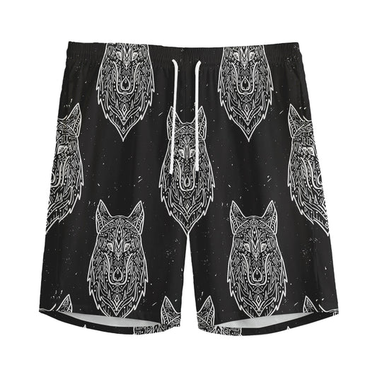Native Tribal Wolf Pattern Print Men's Sports Shorts