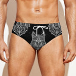 Native Tribal Wolf Pattern Print Men's Swim Briefs