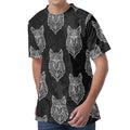 Native Tribal Wolf Pattern Print Men's Velvet T-Shirt