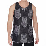 Native Tribal Wolf Pattern Print Men's Velvet Tank Top