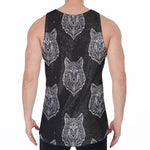 Native Tribal Wolf Pattern Print Men's Velvet Tank Top