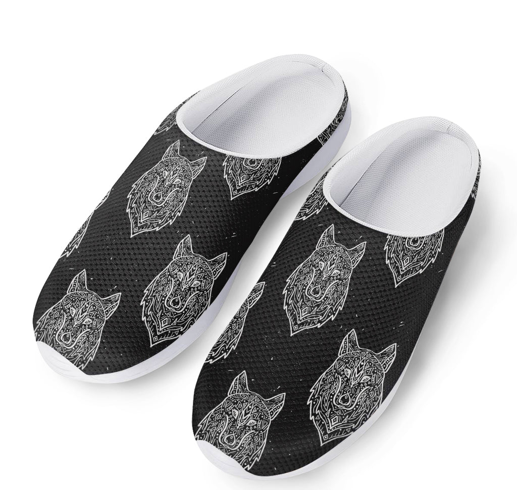 Native Tribal Wolf Pattern Print Mesh Casual Shoes