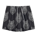 Native Tribal Wolf Pattern Print Mesh Shorts