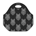 Native Tribal Wolf Pattern Print Neoprene Lunch Bag