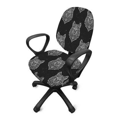 Native Tribal Wolf Pattern Print Office Chair Cover