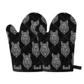Native Tribal Wolf Pattern Print Oven Mitts