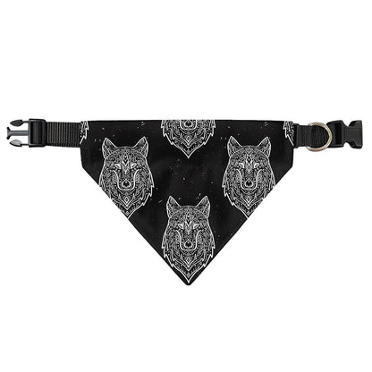 Native Tribal Wolf Pattern Print Over The Collar Dog Bandana