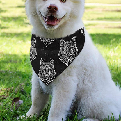 Native Tribal Wolf Pattern Print Over The Collar Dog Bandana