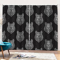 Native Tribal Wolf Pattern Print Pencil Pleat Curtains